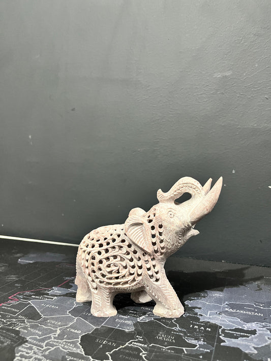 Hand-Carved Soapstone Elephant with Elephant Inside