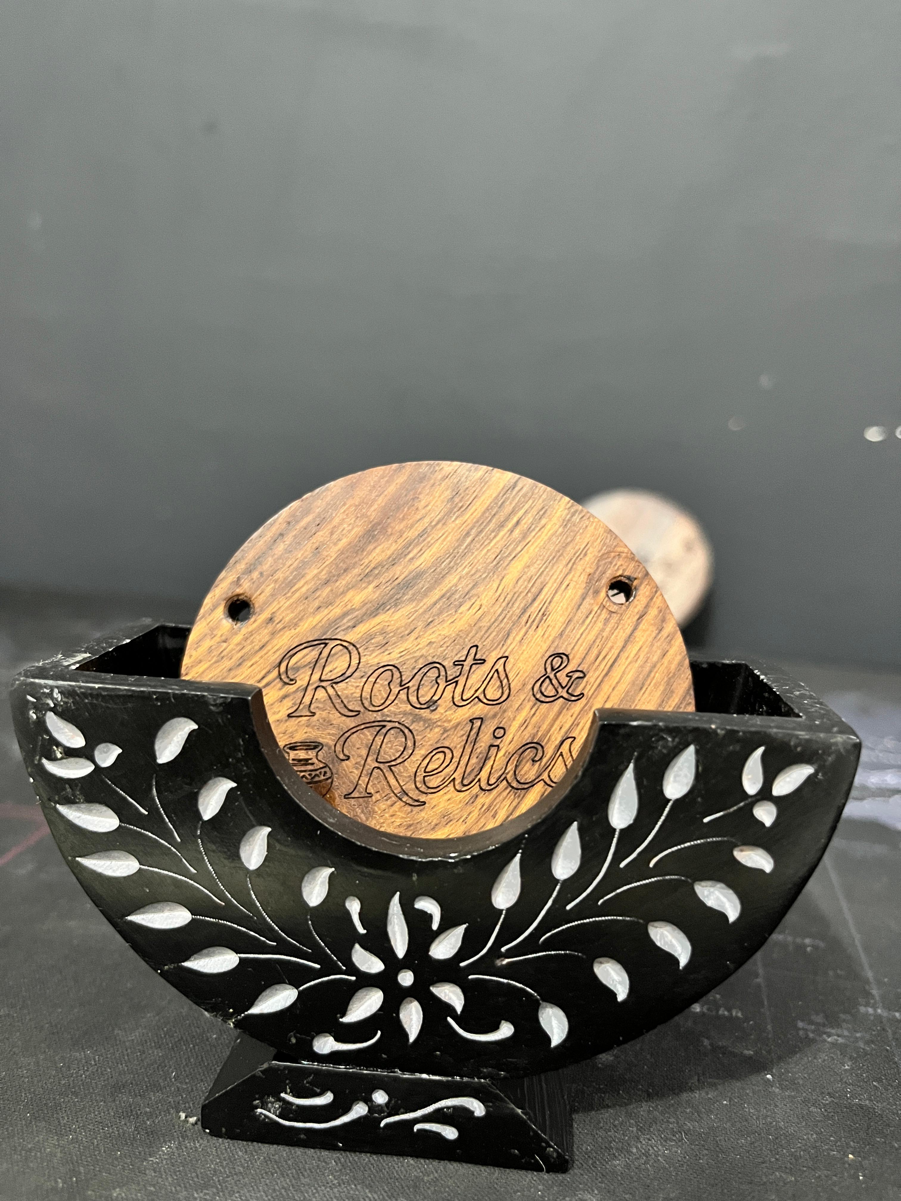 Premium Marble Tea Coaster Set – Handcrafted, Elegant Design (3.5-inch, with Holder)