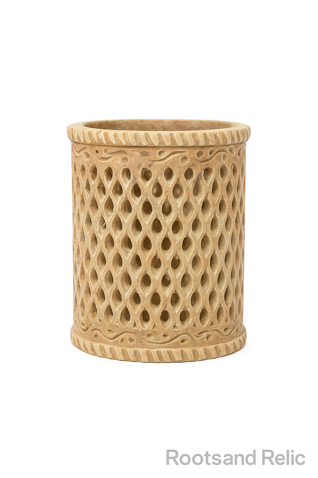 Handcrafted Soapstone Pen Stand – 4 Inch Carved Holder for Desk, Office & Home Décor