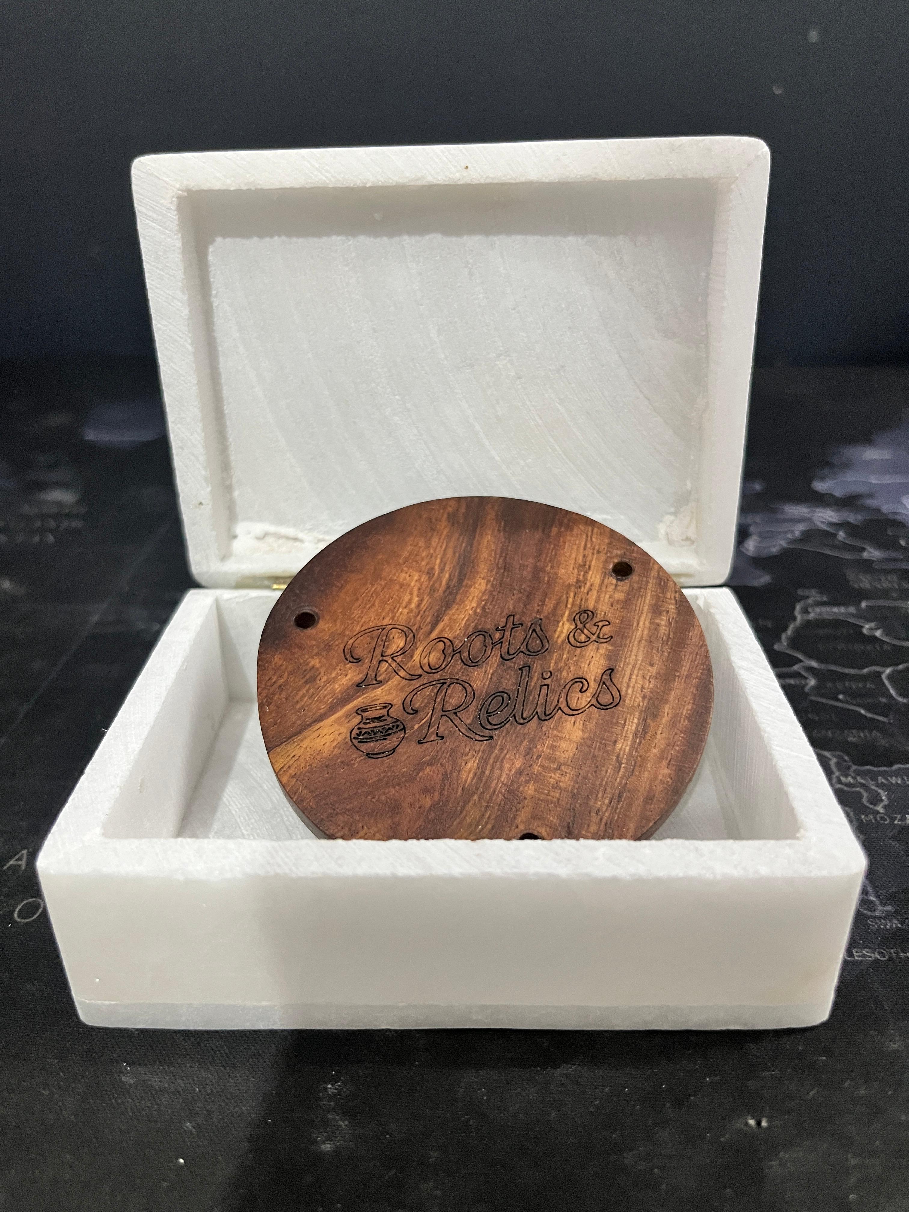 Handcrafted White Marble Inlay Box – Floral Design (4 x 3 inch)