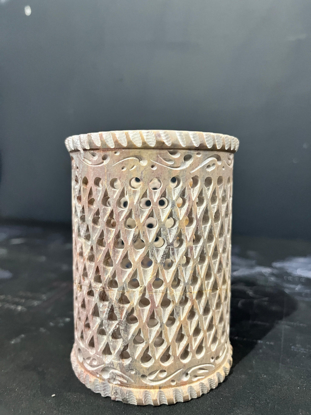 Handcrafted Soapstone Pen Stand – 4 Inch Carved Holder for Desk, Office & Home Décor