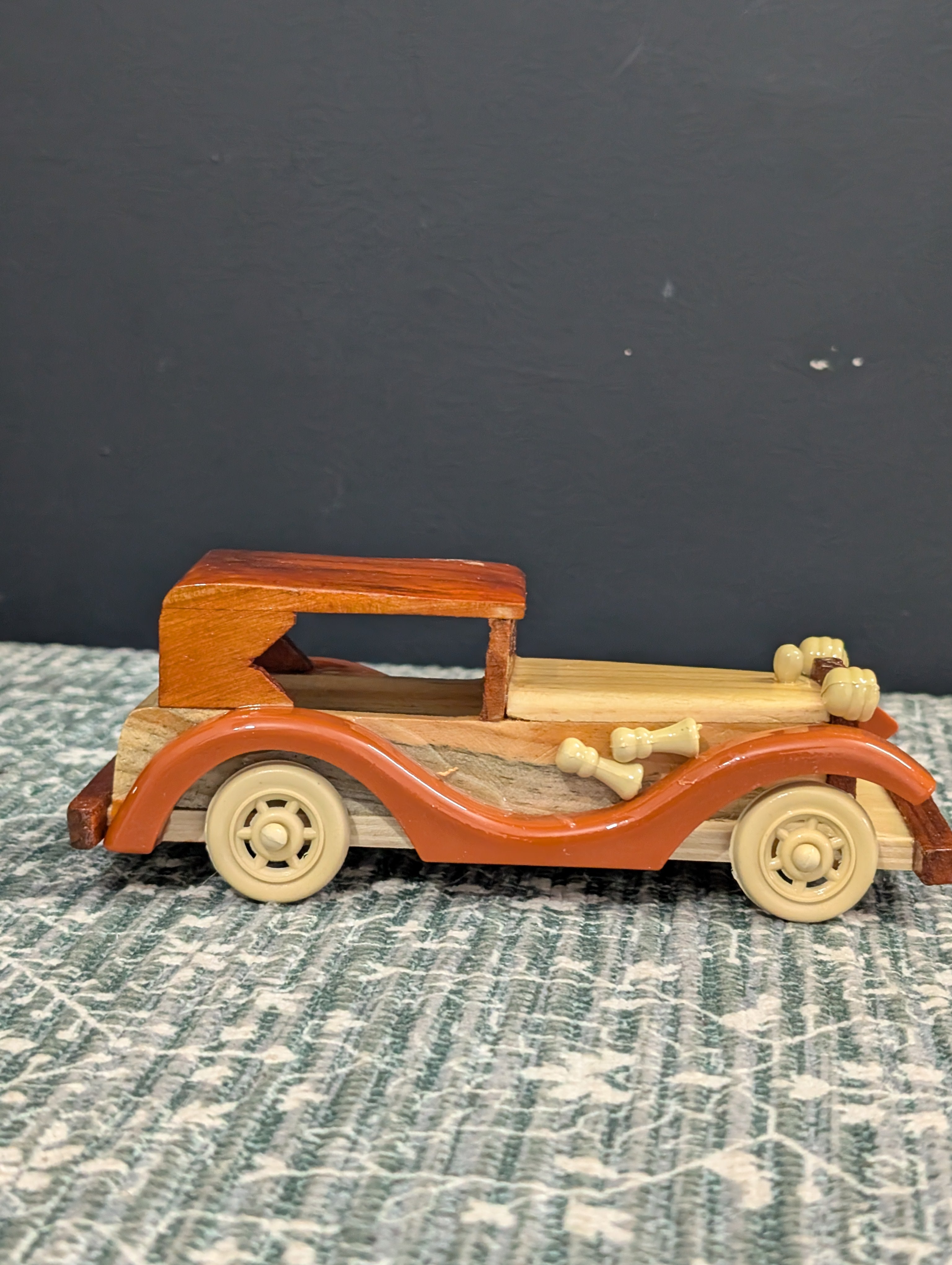Roots and Relic,Vintage Wooden Car Model – Handcrafted Retro Automobile Decor