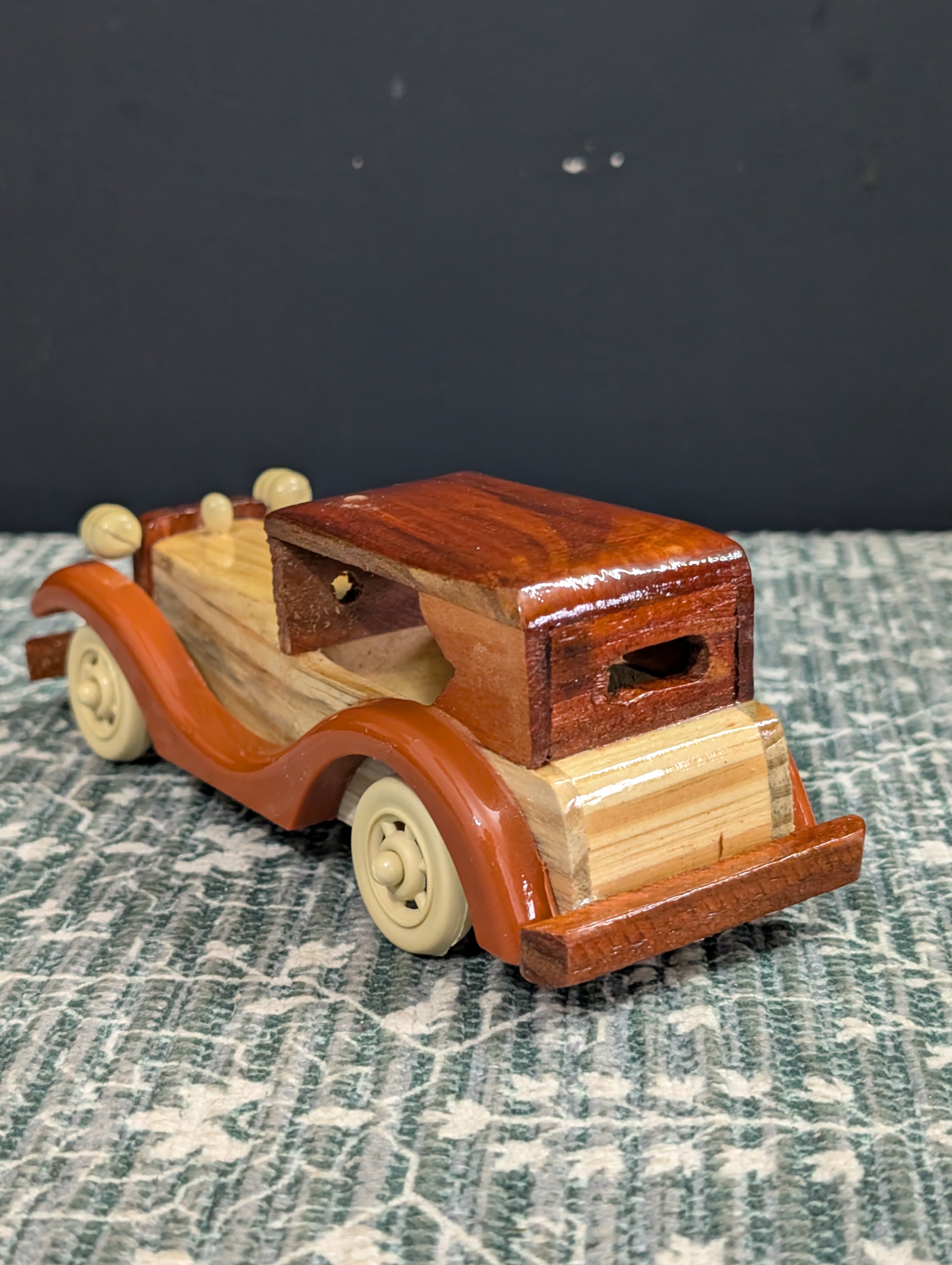 Roots and Relic,Vintage Wooden Car Model – Handcrafted Retro Automobile Decor