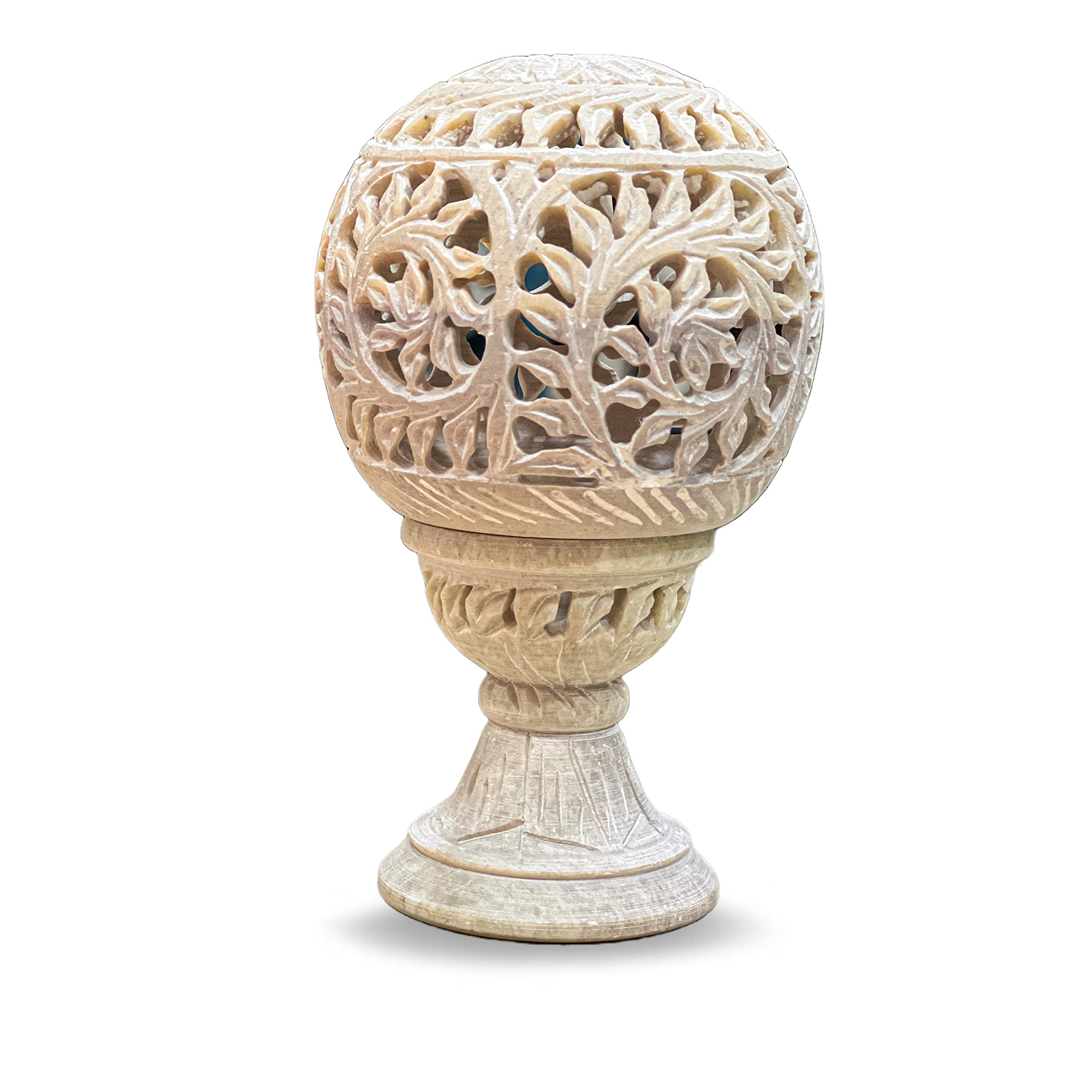 Heritage Glow Set – Marble & Soapstone Night Lamp / Tea Light /Candle Holder – 6” Agra Stone Craft