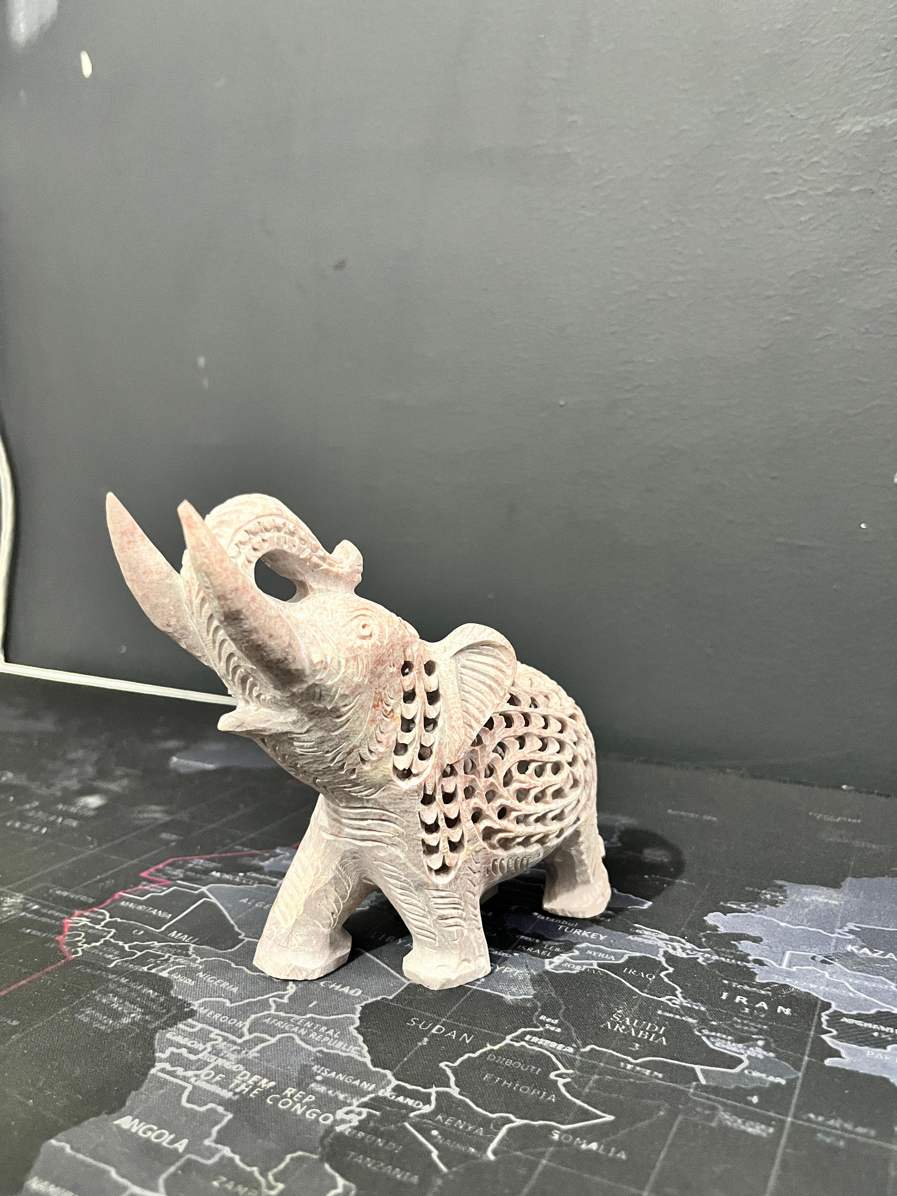 Hand-Carved Soapstone Elephant with Elephant Inside