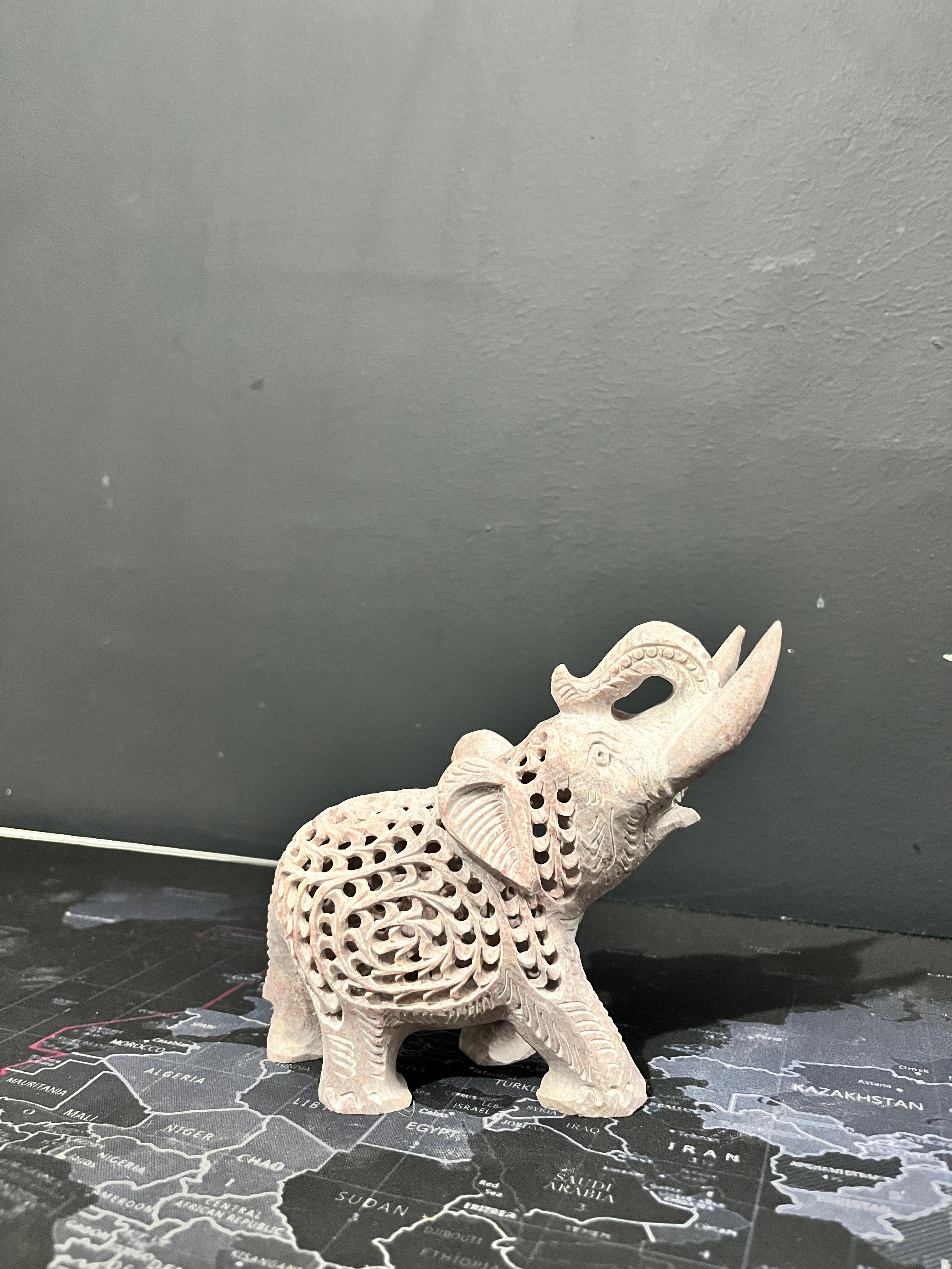 Hand-Carved Soapstone Elephant with Elephant Inside