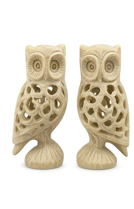 Handcrafted Stone Owl Statue | Vastu Home Decor for Wealth, Wisdom & Protection