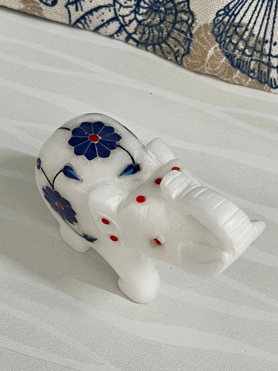 White Marble Inlay Craft Elephant – 3.5” (L) x 3” (H) ,1Peice