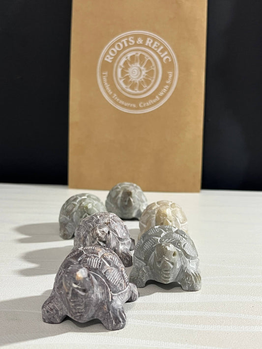 Hand-Carved Soapstone Tortoise Figurine | Vastu & Home Décor ,2PC