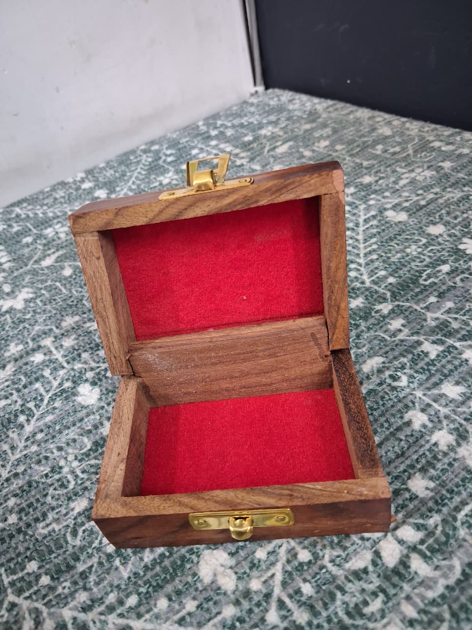 Handcrafted Wooden Keepsake Box with Intricate Floral Carving
