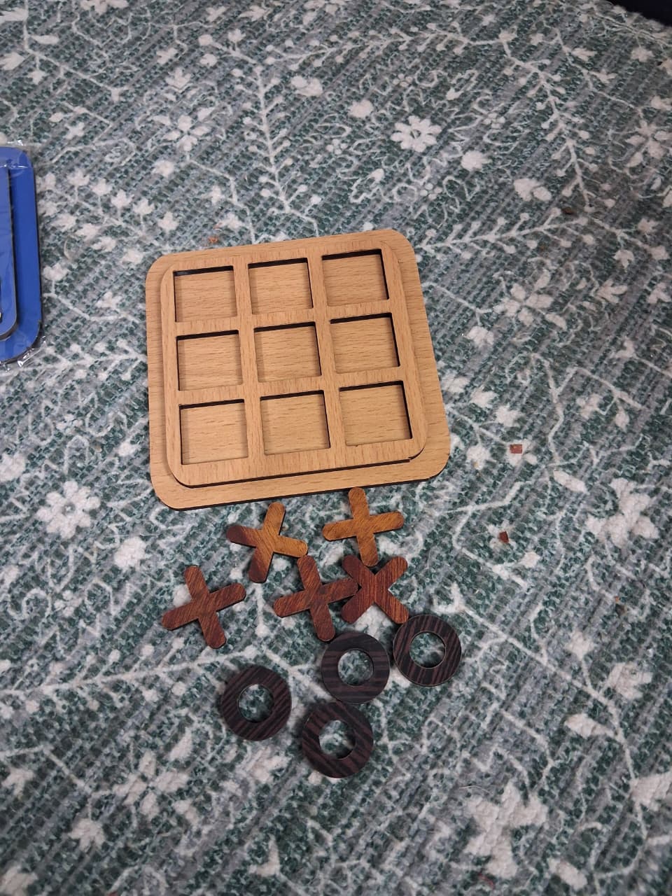 Handcrafted Wooden Tic-Tac-Toe (XOXO) Game Board – Travel-Friendly Family Puzzle