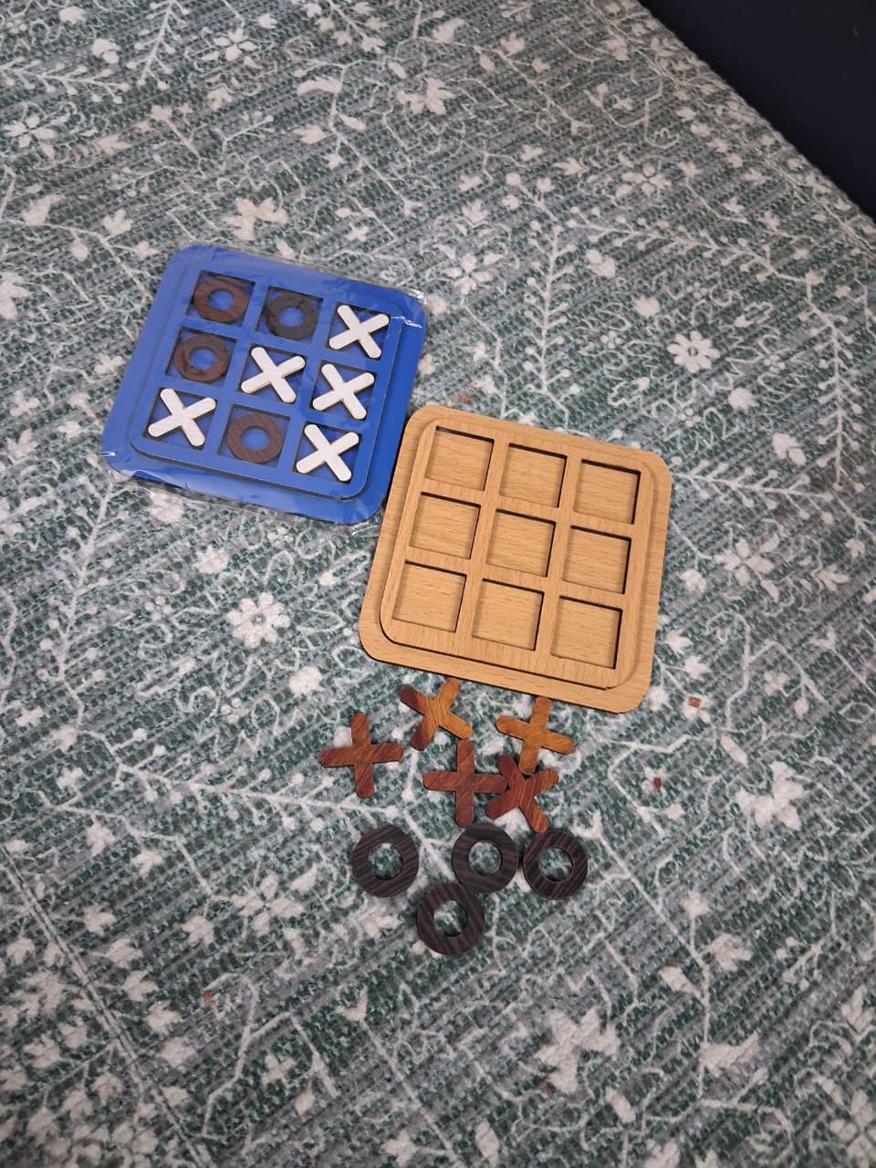Handcrafted Wooden Tic-Tac-Toe (XOXO) Game Board – Travel-Friendly Family Puzzle